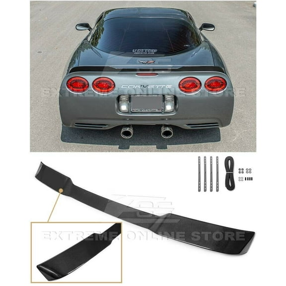 Replacement For 1997-2004 Chevrolet Corvette C5 ALL Models | ZR1 Extended Style Rear Trunk Lid Wing Spoiler (ABS Plastic - Painted Glossy Black)