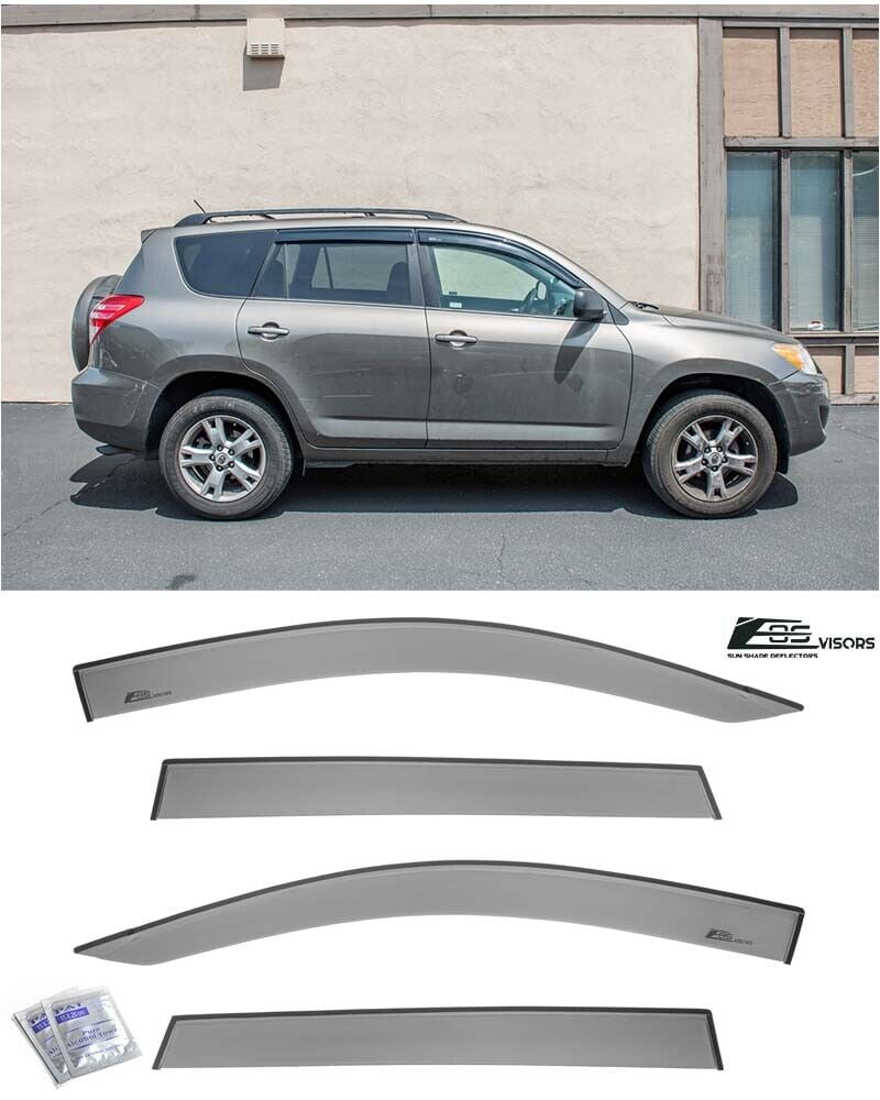 Replacement For 2006-2012 Toyota Rav4 | EOS Visors JDM Tape-On Style SMOKE TINTED Side Vents Window Deflectors Rain Guard DWV-V72