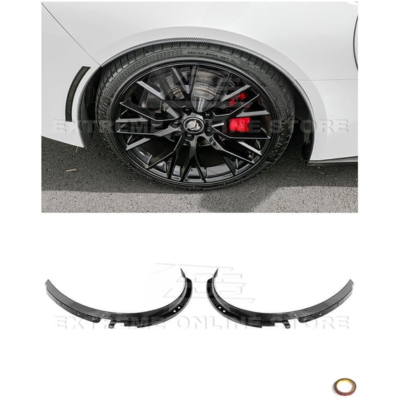 Replacement For 2014-2019 Chevrolet Corvette C7 Widebody Models | GM Factory XL Extended Style Carbon Fiber Rear Side Fender Quarter Panel Extension Mud Guard Pair