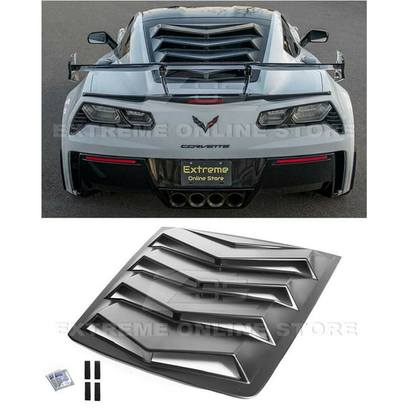 Replacement For 2014-2019 Chevrolet Corvette Coupe Models | Performance Track Style ABS Plastic Matte Black Rear Window Louver Sun Shade Cover