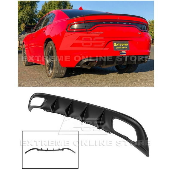 Replacement For 2015-Present Dodge Charger Base Models | SRT Factory Style Rear Bumper Lower Exhaust Diffuser