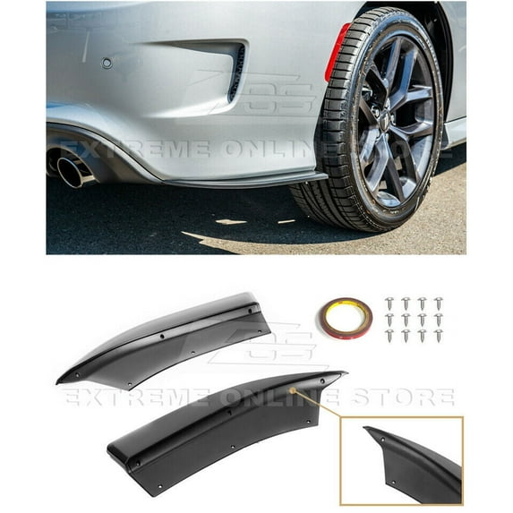 Replacement For 2015-Present Dodge Charger | Performance Track Style ABS Plastic - Matte Black Rear Bumper Apron Valance Lip Lower Splitter
