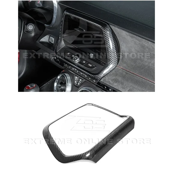 Replacement For 2016-2022 Chevrolet Camaro | GM Factory Style Carbon Fiber Dash Panel Radio Trim Surround Cover