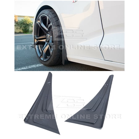 Replacement For 2016-Present Chevrolet Camaro ALL Models | GM Factory Extended Style ABS Plastic TEXTURE BLACK Front Mud Flaps Splash Guard Pair