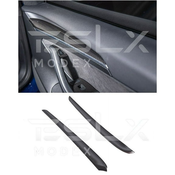 Replacement For 2020-2023 TESLA Model 3 & 2020-Up Model Y Factory Style CARBON FIBER Interior Front Door Trim Panel Cover Pair