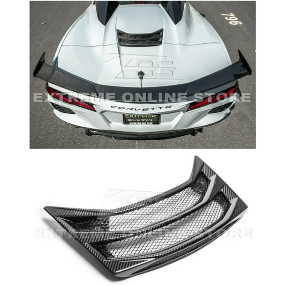 Replacement For 2020-Present Chevrolet Corvette C8 Convertible | GM Factory Style CARBON FIBER Rear Hatch Vent Insert Cover