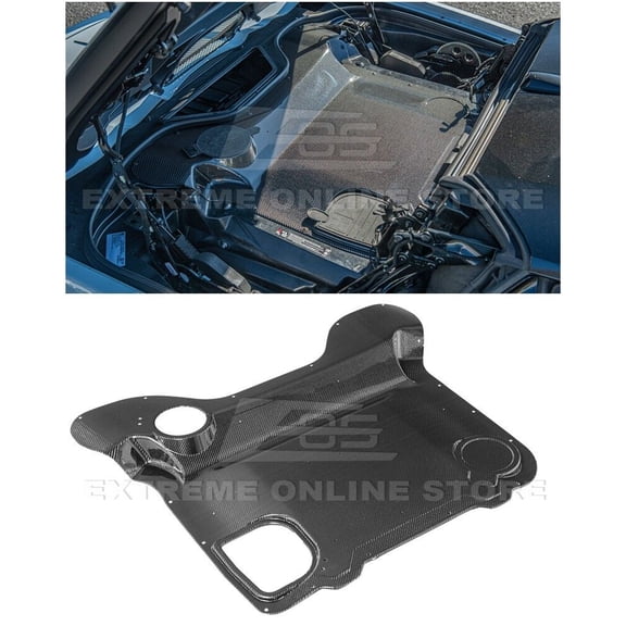 Replacement For 2020-Present Chevrolet Corvette C8 Convertible Models | GM Factory Style Carbon Fiber HTC Engine Bay Panel Trim Vent Cover