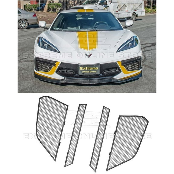 Replacement For 2020-Present Chevrolet Corvette C8 Base Models | GM Factory Style CARBON FIBER Front Lower Side Grille Accent Bezel Insert