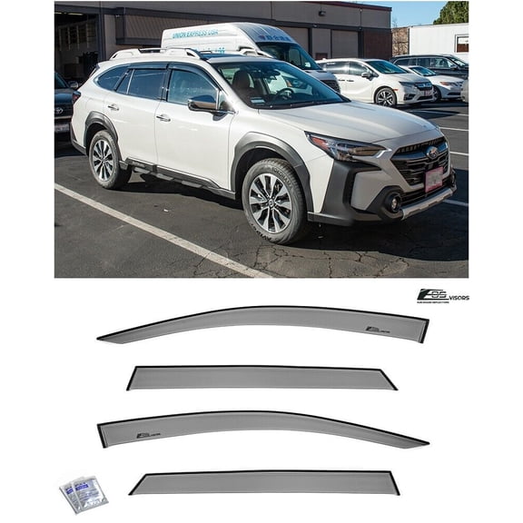 Replacement For 2020-Present Subaru Outback | EOS Visors JDM Tape-On Style SMOKE TINTED Side Vents Window Deflectors Rain Guard DWV-V236