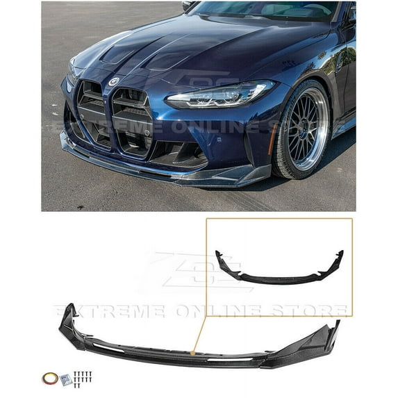 Replacement For 2021-Present BMW G80 M3 G82 G83 M4 Models | M-Performance Style Carbon Fiber 3-Pieces Front Bumper Lip Splitter