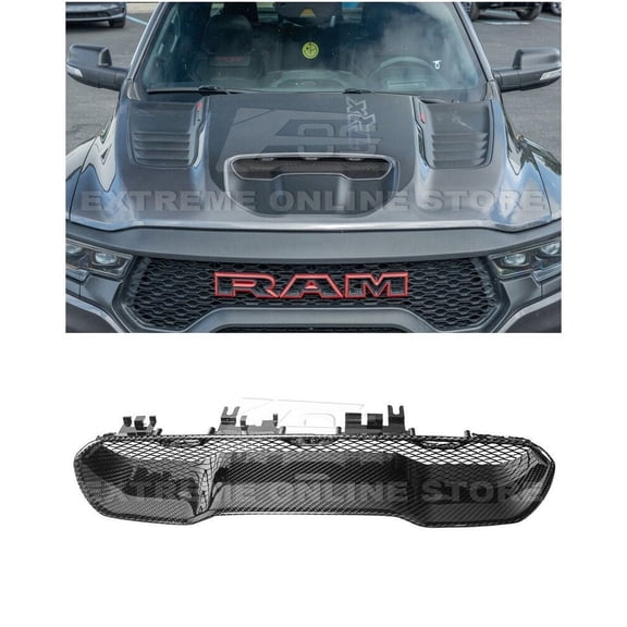 Replacement For 2021-Present Ram 1500 TRX Models | Factory Style CARBON FIBER Replacement Front Air Intake Hood Scoop Vent Trim