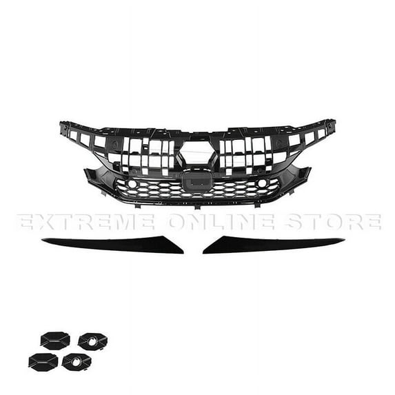Replacement For 2022-Present Honda Civic Sedan Models | JDM Type-R Style PAINTED GLOSSY BLACK Front Bumper Upper Grille Vent Cover