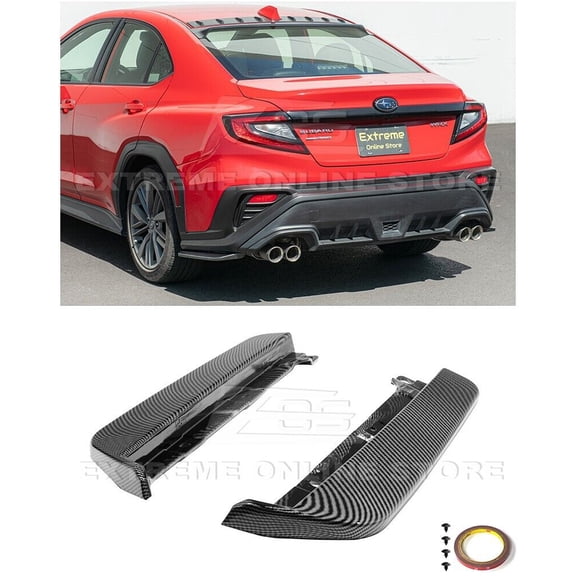 Replacement For 2022-Present Subaru WRX Models | JDM ChargeSpeed Style ABS Plastic Rear Apron Lip Splitter (Hydro Dipped Carbon Fiber)