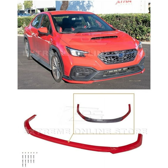 Replacement For 2022-Present Subaru WRX Models | JDM Performance Package ABS Plastic - Painted Glossy Red Front Bumper Lip Splitter