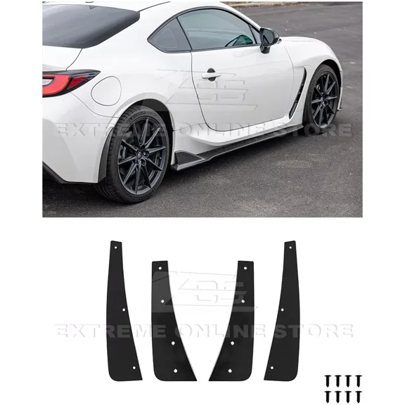 Replacement For 2022-Present Toyota GR86 & Subaru BRZ Performance Style Black Tinted Front Rear Mud Flaps Splash Guard Pair