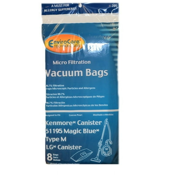 Replacement For Kenmore Type M - 51195 Magic Blue Canister Allergen Vacuum Bags 609323 and 54323 pack of 10