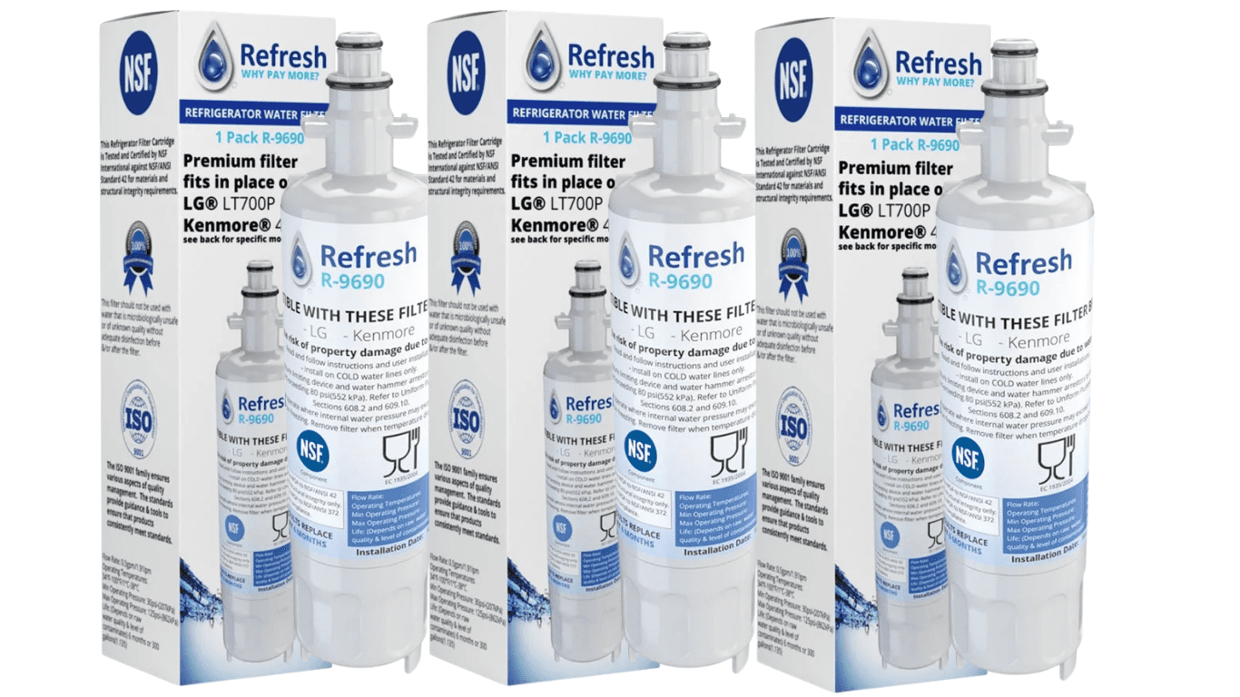 R-9690 Replacement For LG LFX28978SW Refrigerator Water Filter - by Refresh (3 Pack)
