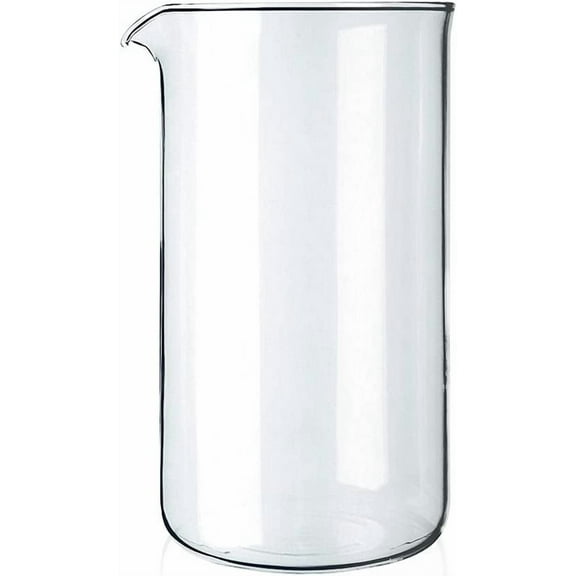 Replacement French Press Glass Tumbler 8 Cups, Clear, 1 L - 9.6 cm Diameter, H 18 cm