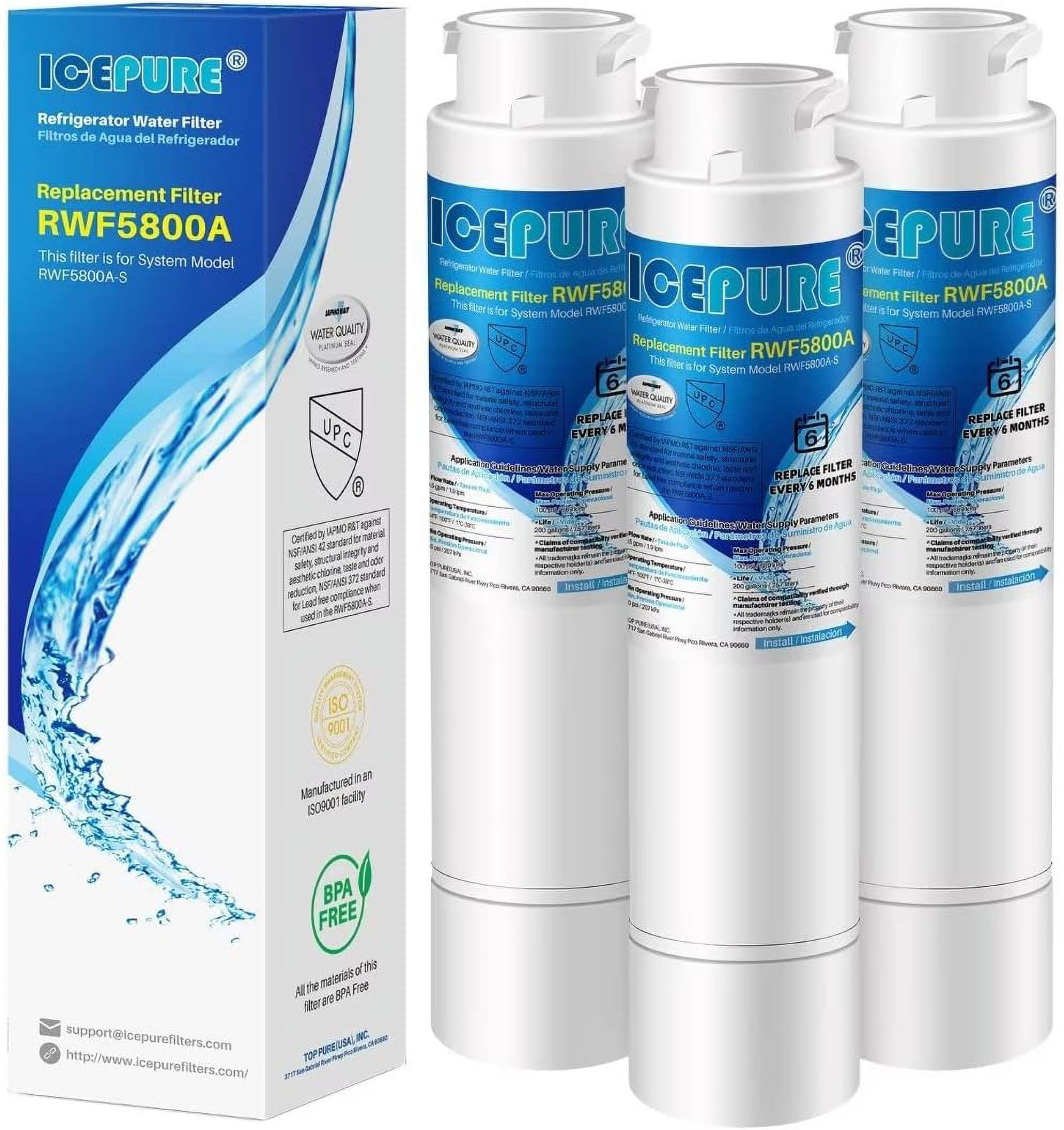 Replacement for Frigidaire EPTWFU01 EWF02, Pure Source Ultra II, RWF5800A, PureSource Ultra 2, SCWFTCTO, GP006, EPTWFUO1, MR022, JO22, BO022, TH-01, DE022, 1007 Refrigerator Water Filter 3PACK