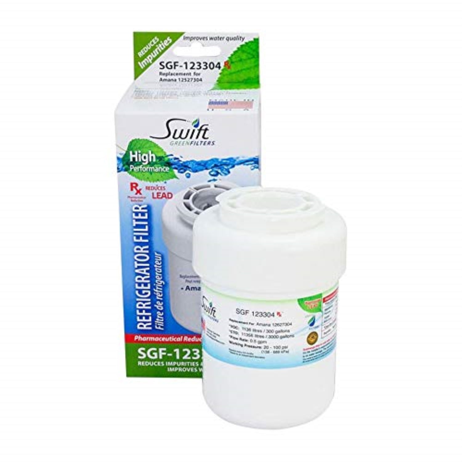 Swift Green Filters SGF -123304 Rx Pharmaceutical Replacement for Amana 1252704 Refrigerators Water Filters(Pack of 1)