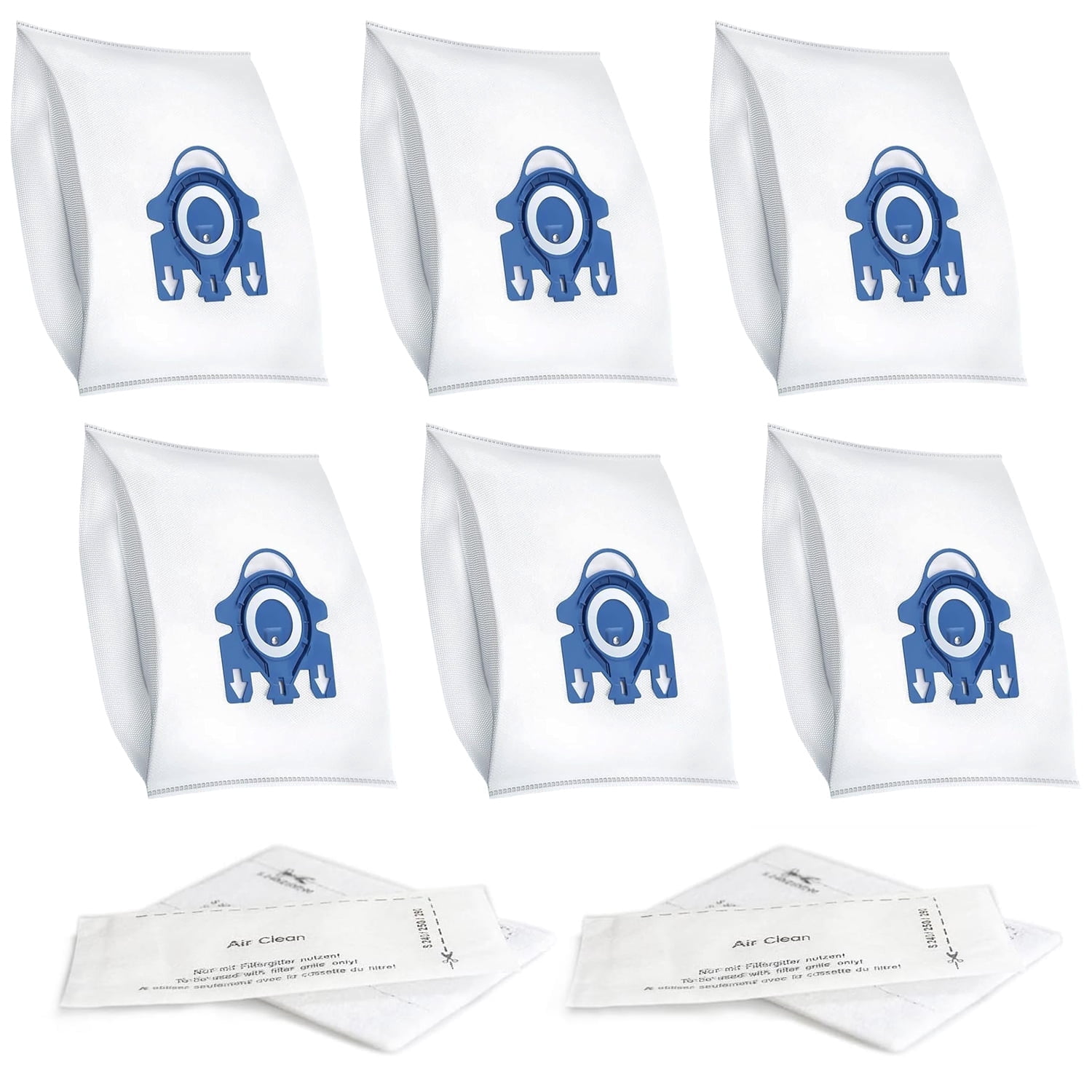 6 Pack 3D Airclean GN Vacuum Cleaner Bags,Replacement for Miele Classic C1,Complete C1,C2,C3 S227 S240 S270 S400 S400i-S456i S2 S5 S8 Series Vacuum with 2 Motor
