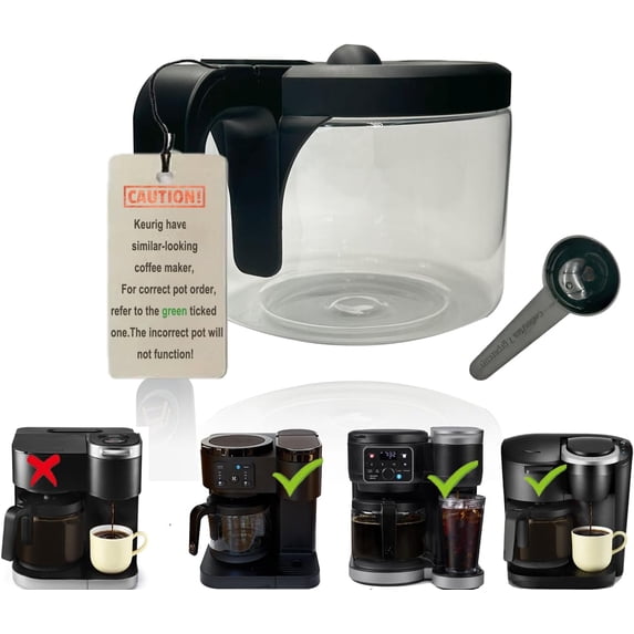 Replacement Glass Carafe Compatible with Keurig K-Duo Essentials 5000 & 5500 & K-DUO Generation2 5600- Coffee Pot Replacement, NOT Fit K-DUO 5100