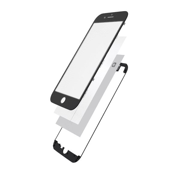 Replacement Glass with Frame / OCA / Polarizer Pre-Installed Compatible For iPhone 8 Plus (Black)