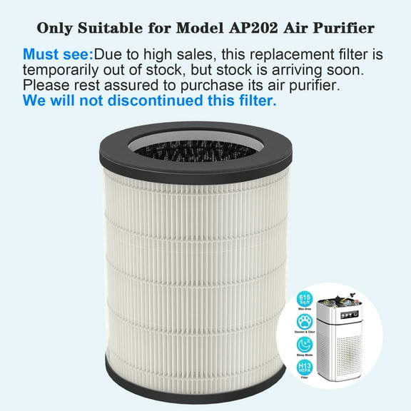 Replacement H13 HEPA Air Purifier Filter for Model AP202 Air Purifier , Original