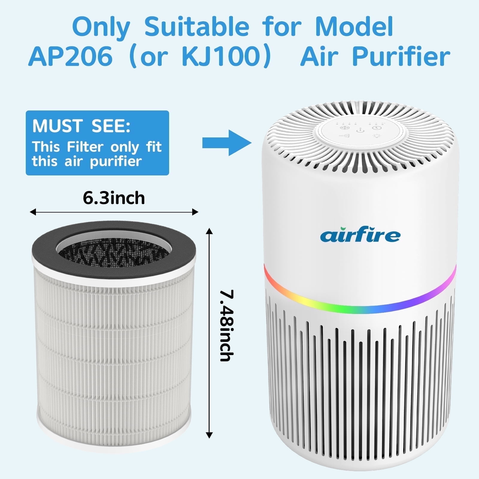 Filtre HEPA H13 ULTTY CR020/CR021 | Rechange Officiel | Purification Air 99.97% Poussière Pollen Odeurs