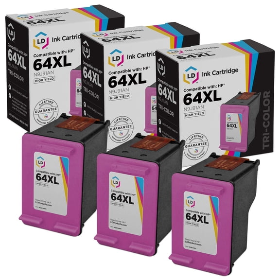 LD Compatible Replacement for HP 64XL High Yield Tri-Color Ink 3PK for ENVY 6255, 7155, 7855