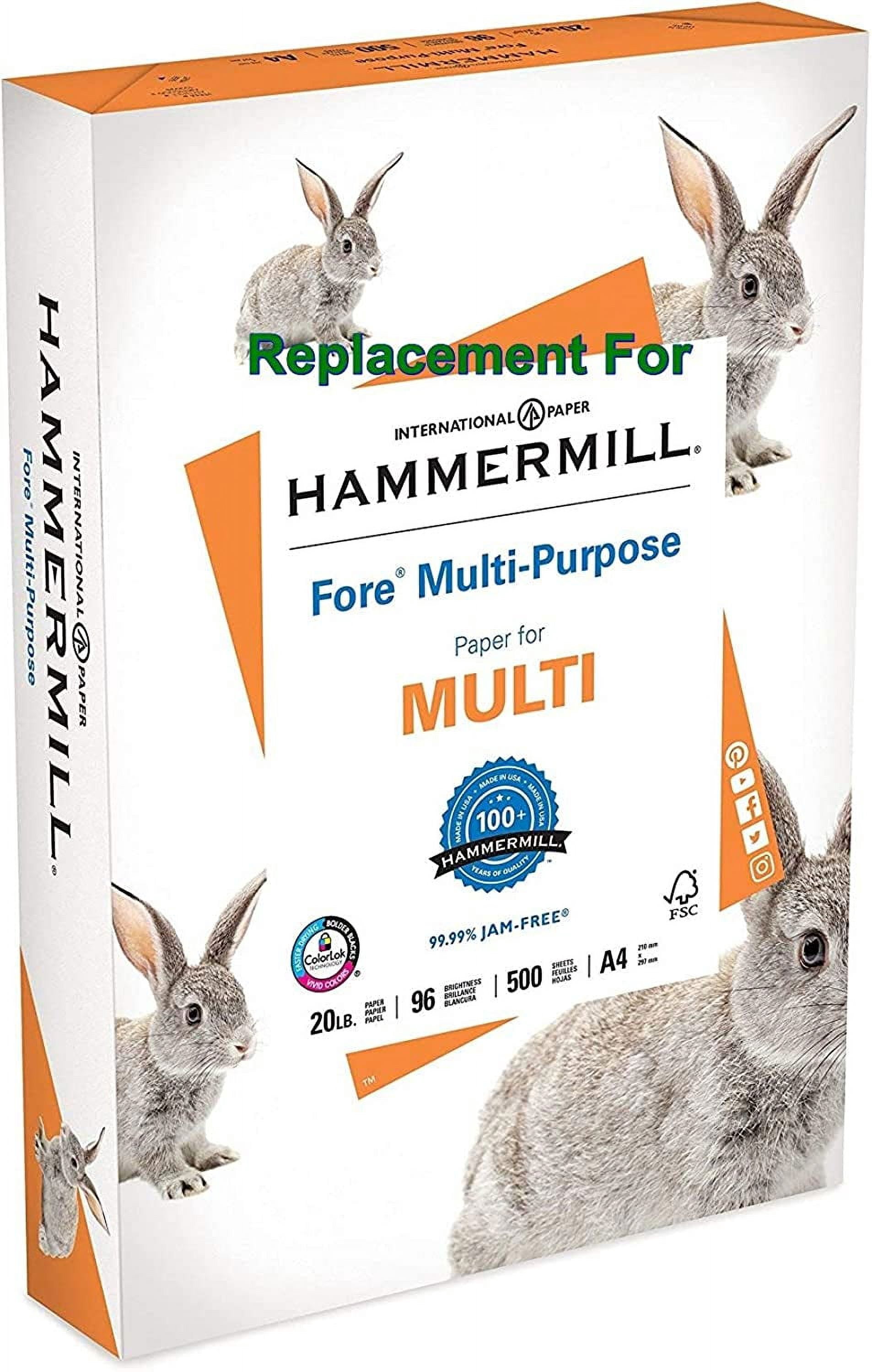 Replacement For Hammermill Fore Multi-Purpose 20 Pound Copy Paper, A4, 210mm x 297mm, 1 Ream, 500 Sheets, Made in USA, Sourced From American Family Tree Farms, 96 Bright, Acid Free. (5)