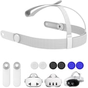 Replacement Head Strap for Meta Quest 2/3/3S,Original Oculus Quest 3/3S/2 Comfort Headband,3 Pairs Thumbstick Caps Included,Adjustable & Breathable Design-VR Head Strap Accessories