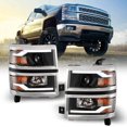 thumbnail image 1 of Replacement Headlight Assembly Fit for 2014-2015 Chevrolet Silverado 1500 LED DRL Bar Projecto with Led Turn Signal and Clear lens, Driver & Passenger Side (Black), 1 of 9