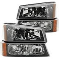thumbnail image 1 of Replacement Headlights And Signal Bumper Light Black Housing Clear Lens Amber Made For And Compatible With 2003 - 2007 Chevrolet Chevy Silverado Avalanche 03 04 05 06 07, 1 of 7