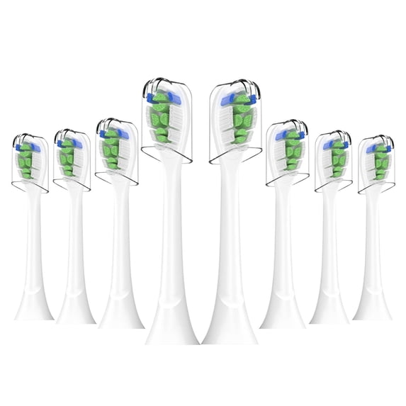 Replacement Heads for Sonicare - Fits Series 3, 6, 9. Soft Rounded Bristles with 40% More, Blue Reminder, No Metal or Copper, FDA Approved, Individual Foil Packaged. Pack Of 8.
