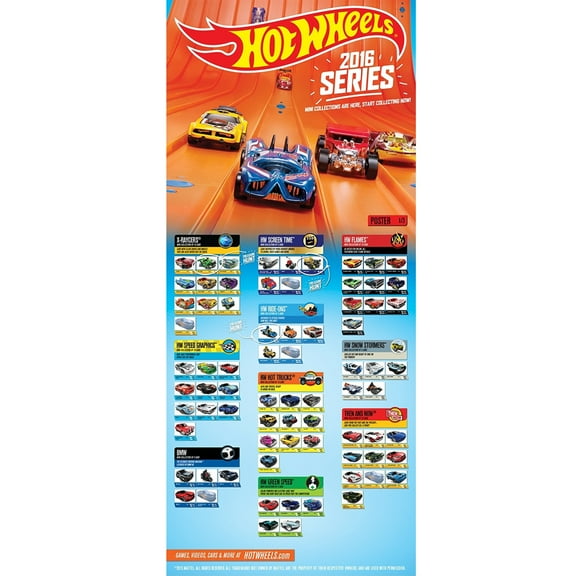 Replacement Hot-Wheels 2016 Series Collectible Poster - 56" x 24"