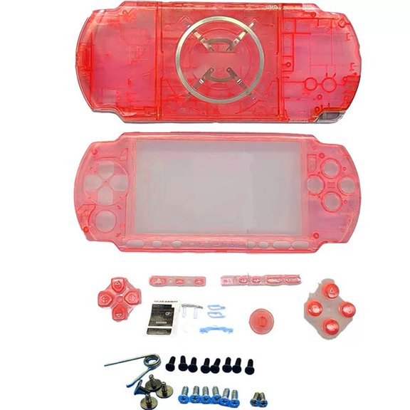 Replacement Housing Shell 3000, Clear Case with Buttons, Full Set Cover with Screws for Game Console Repair