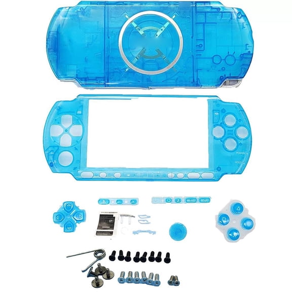 Replacement Housing Shell 3000, Clear Case with Buttons, Full Set Cover with Screws for Game Console Repair