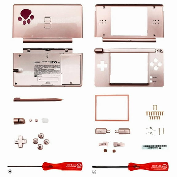 Replacement Housing for Nintendo DS Lite Glass Lens Shell Ninten-Dog Pink