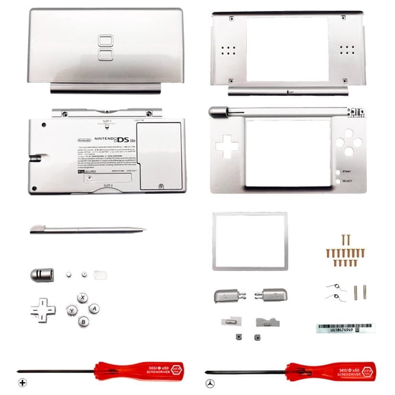 Replacement Housing for Nintendo DS Lite Glass Lens Shell Silver