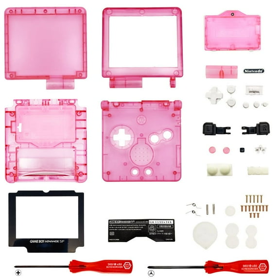 Replacement Housing for Nintendo GBA Game Boy Advance SP Shell Clear Pink Glow