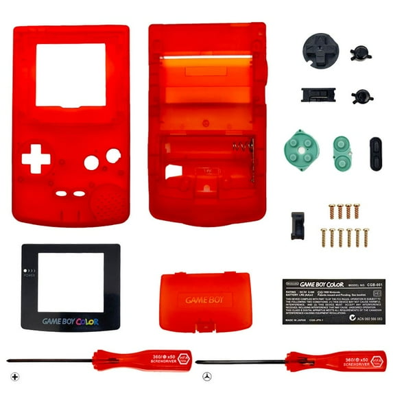 Replacement Housing for Nintendo Game Boy Color Lens GBC Shell Clear Red