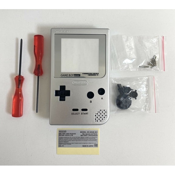 Replacement Housing for Nintendo Game Boy Pocket GBP Shell Screen Silver Tools