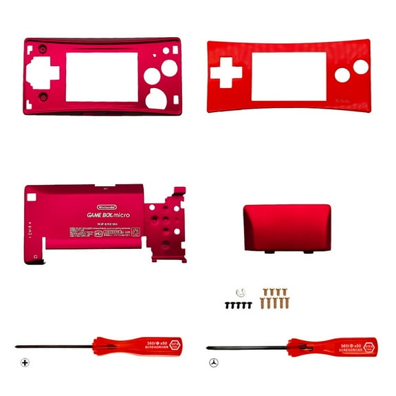 Replacement Housing for Nintendo Gameboy Micro Shell Faceplate Screen Red Tool
