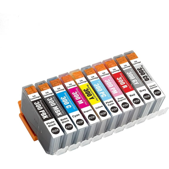 Replacement Ink Cartridge PFI-300 PFI300 Compatible for Canon imagePROGRAF Pro300 PRO-300 Printer (8 Colors Set)