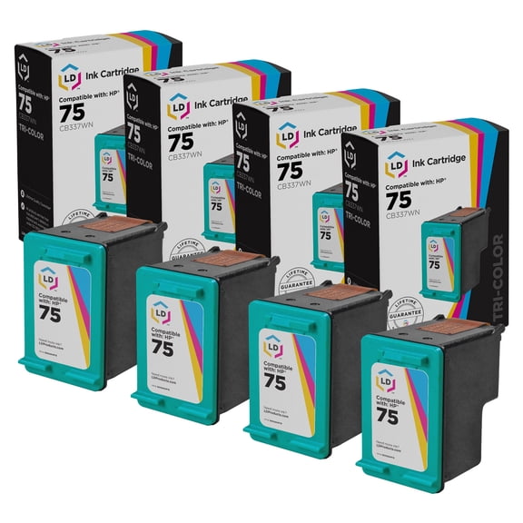 LD Products Compatible Replacement Ink Cartridge for HP CB337WN (HP 75) Tri-Color 4pk