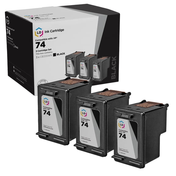 LD Products Compatible Replacement Ink Cartridges for HP CB335WN (HP 74) Black (3 pack)