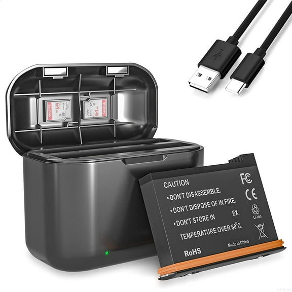 Replacement Insta360 X3 Battery 1800mAh and 2-Channel Fast Battery Charger Hub Compatible with Insta360 X3 Camera Insta 360 x3 Accessories, with Micro SD Card Slots and USB Type C Cable