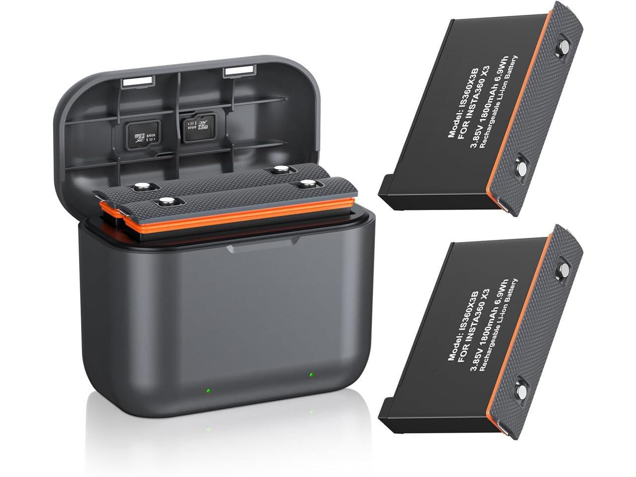 LINGHUANG | Amazon 0404 バッテリー2個付 X3 Insta360 Insta360 1800mAh 予備バッテリー2個 X3バッテリー ビデオカメラ