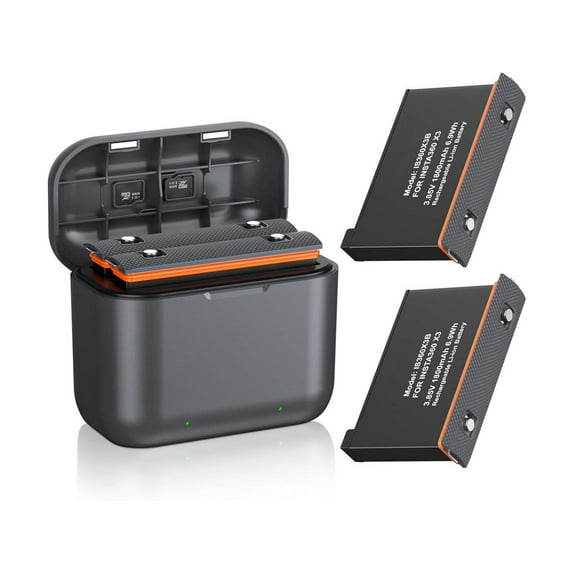 Replacement Insta360 X3 Battery 1800mAh 2-Pack and Dual Slot USB Fast Charger Hub Compatible with Insta360 X3 Action Camera